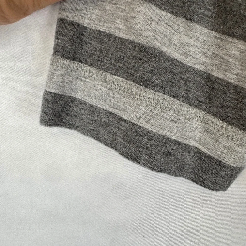 Athleta Gray Stripe Long Sleeve‎ Dress Twist Front Midi Women's Large